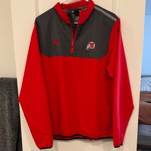 Under Armour Red and Gray Quarter-Zip Pullover